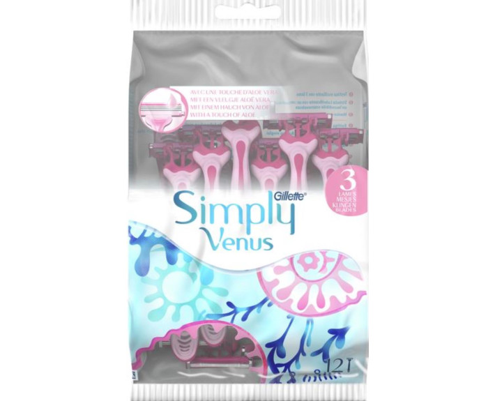 Бритви одноразові дисплей 12шт GILLETTE VENUS 3