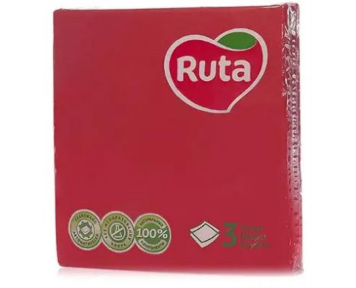 Салфетки Ruta 33х33 20шт 3шт бордовые