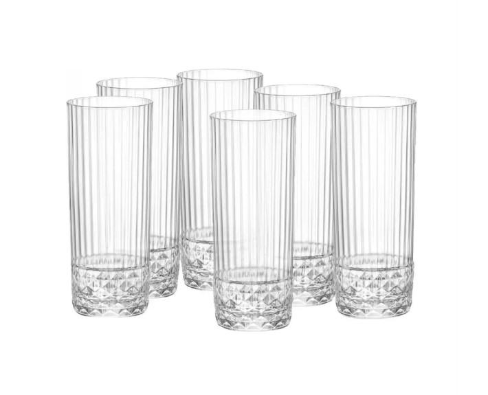 Набір склянок високих Bormioli Rocco America'20s Long Drink, 400мл, h158мм, 6шт, скло, прозорий