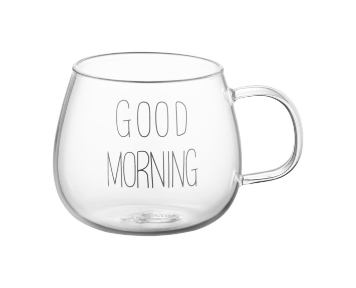 Набір чашок з ручками Ardesto Good Morning, 430мл, 2шт, боросилікатне скло, прозорий
