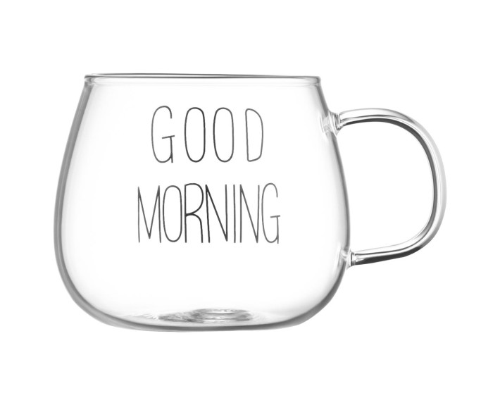 Набір чашок з ручками Ardesto Good Morning, 430мл, 2шт, боросилікатне скло, прозорий