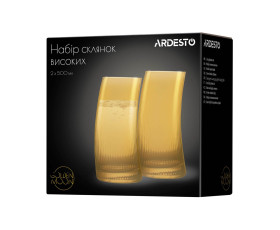 Набір склянок високих Ardesto Golden Moon, 500мл, 2шт, скло, золотистий