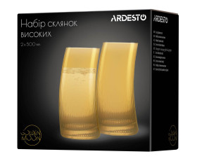 Набір склянок високих Ardesto Golden Moon, 500мл, 2шт, скло, золотистий