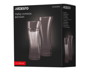 Набір склянок високих Ardesto Graphite, 350мл, 2шт, скло, сірий