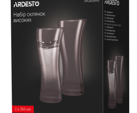 Набор стаканов высоких Ardesto Graphite, 350мл, 2шт, стекло, серый