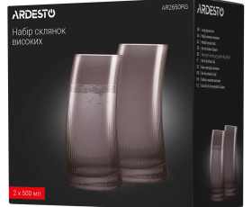 Набір склянок високих Ardesto Graphite, 500мл, 2шт, скло, сірий