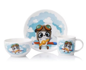 Набір дитячого посуду Ardesto Panda pilot, 3 предмети, порцеляна