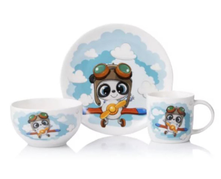 Набір дитячого посуду Ardesto Panda pilot, 3 предмети, порцеляна