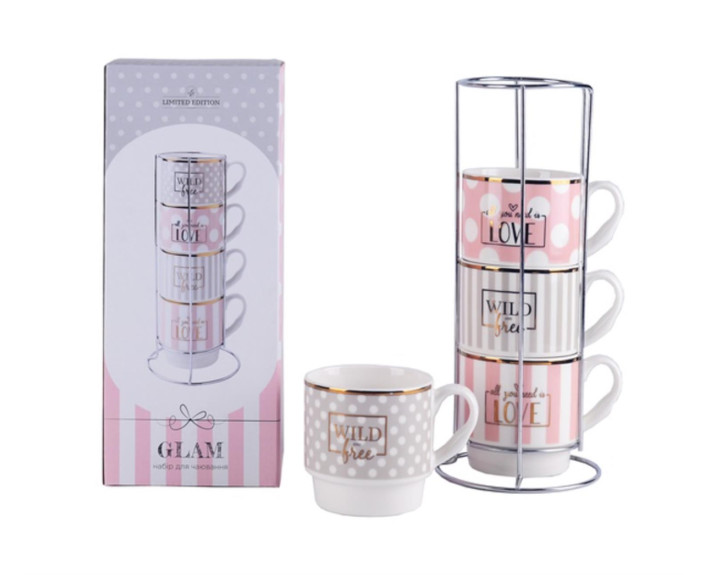 Чашка LIMITED EDITION GLAM /набір/4х345 мл на мет.підст.