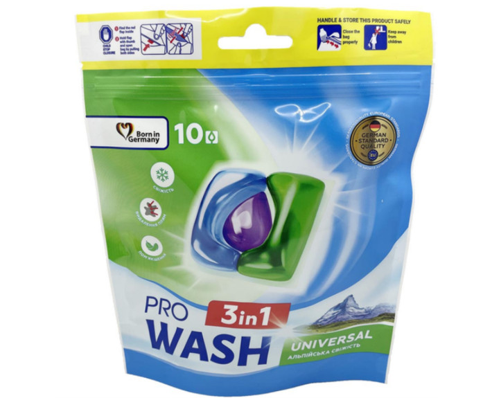 Засіб для прання у вигляді капсул "Альпійська свіжість" ProWash 10шт (DOYPACK)