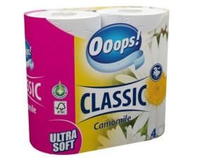 Туалетний папір Ooops  Classic 3-ох шарові Ромашка 4 шт 140 відр /16/