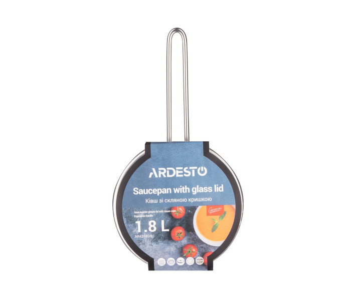 Ведро с стеклянной крышкой Ardesto Gemini Liguria, 1.8л, нержавеющая сталь