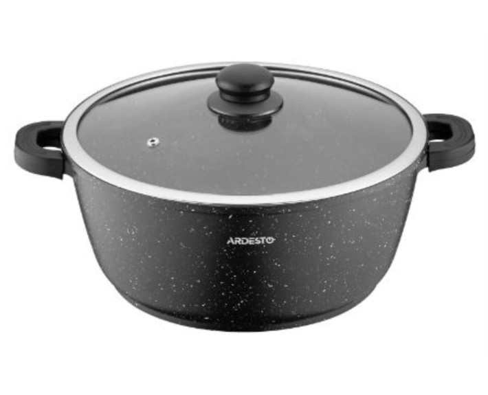 Каструля зі скляною кришкою Ardesto Gemini Anzio, 6.4л, алюміній, чорний