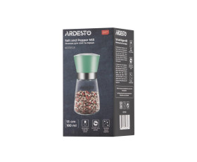 Млинок для солі та перцю Ardesto Gemini, 180мл, скло, пластик, прозорий, зелений