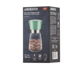 Млинок для солі та перцю Ardesto Gemini, 180мл, скло, пластик, прозорий, зелений