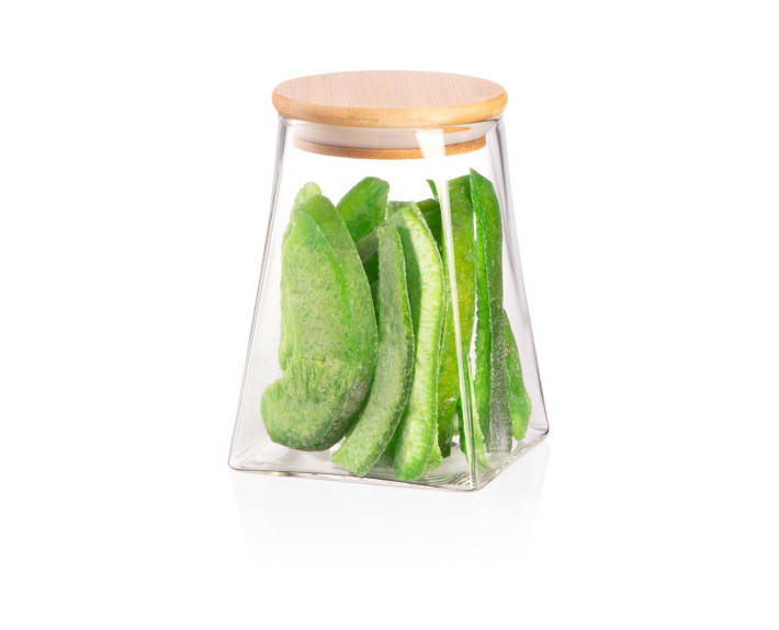 Банка для зберігання Ardesto Midori, 740мл, скло, бамбук, конусна, прозорий