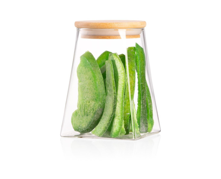 Банка для зберігання Ardesto Midori, 740мл, скло, бамбук, конусна, прозорий