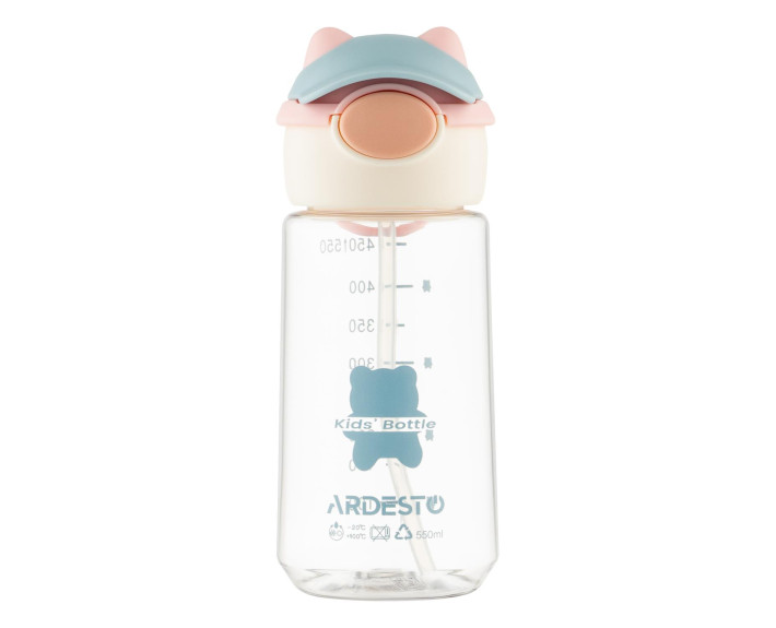 Пляшка для води Ardesto Bear 550мл, пластик, рожевий