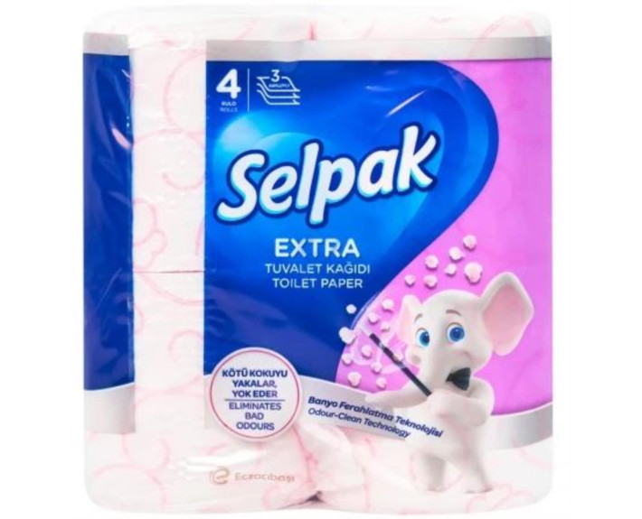 Туалетная бумага белая 4шт //12 Selpak Extra