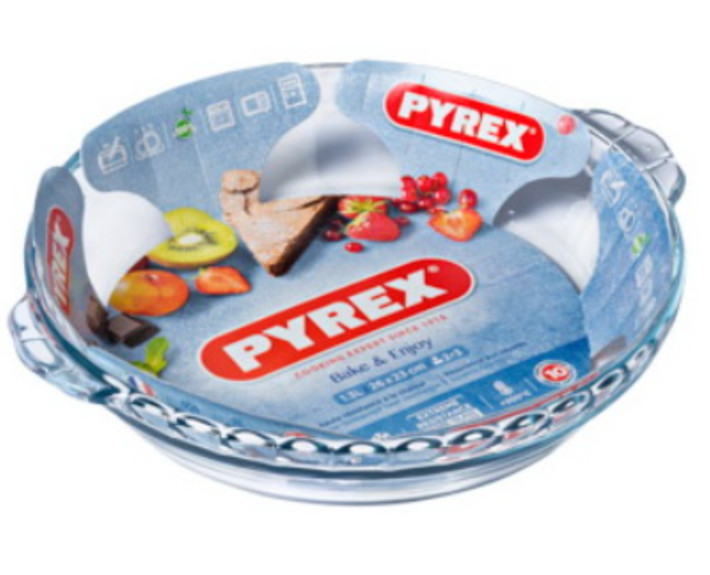 Форма скляна PYREX B&E кругл. 26х23см (1,3л) рифл з ручками