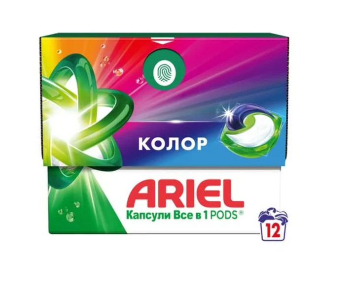 Гель Авт СМЗ рідкий в розчиних капсулах Для кольорового 12*18.2 г ARIEL