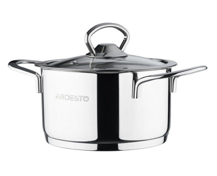 Каструля зі скляною кришкою Ardesto Luna,1.2л, нержавіюча сталь