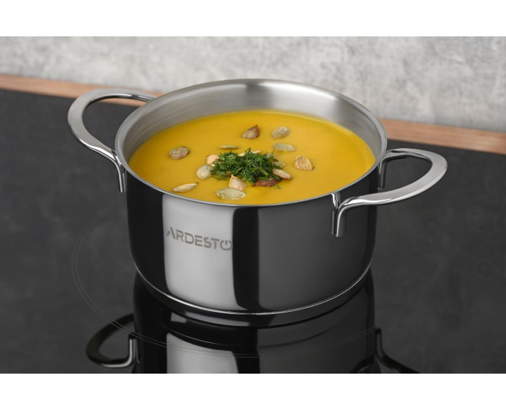 Каструля зі скляною кришкою Ardesto Luna,1.2л, нержавіюча сталь