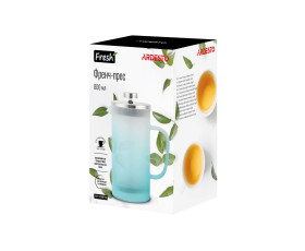 Френч-прес Ardesto Fresh Matt, 800мл, боросилікатне скло, нержавіюча сталь, блакитний
