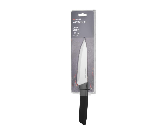 Кухонний ніж кухарський Ardesto Gemini Gourmet, 15.5см, нержавіюча сталь, пластик, чорний