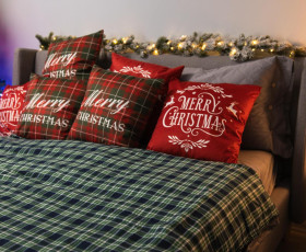 Плед Ardesto Christmas Fleece 130x160см, 100% поліестер, клітинка, зелений