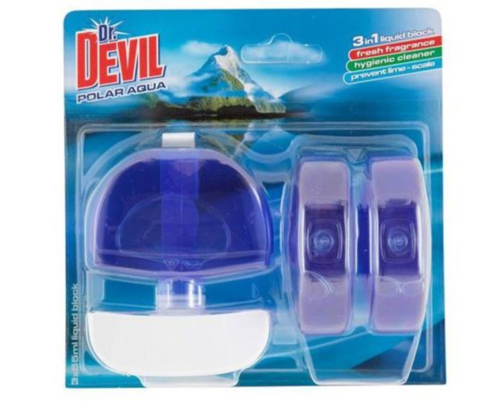 Туалетний блок  Полярна вода /12/ 9635 Dr.DEVIL 3в1 WC Aqua 3*55мл