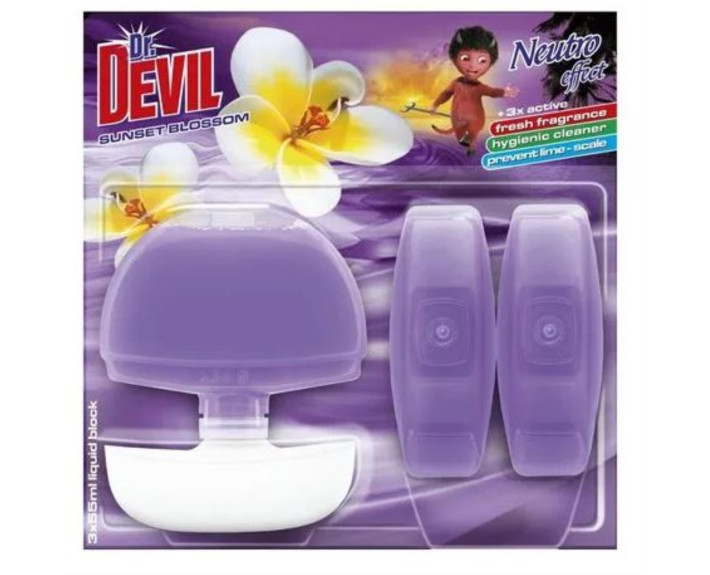 Туалетний блок  Квітковий захід /12/ 9673 Dr.DEVIL 3в1 WC Sanset Blossom 3*55мл