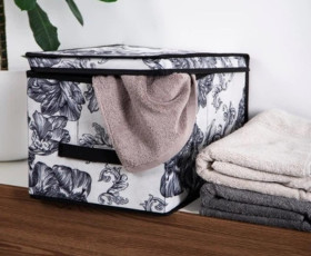 Корзина IDEA HOME NP-101L прям. ткан. з/кр Anthracite Flowers 40x30x25 см
