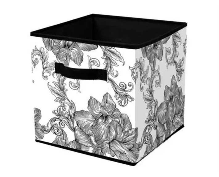 Корзина IDEA HOME NP-104L квад. ткан. Anthracite Flowers 30x30x30 см