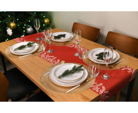Ранер Ardesto Christmas Happy Holidays, 40х140см, 90% поліестер, 10% бавовна, червоний