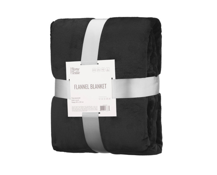 Плед Ardesto Flannel 200х220см, 100% поліестер, чорний