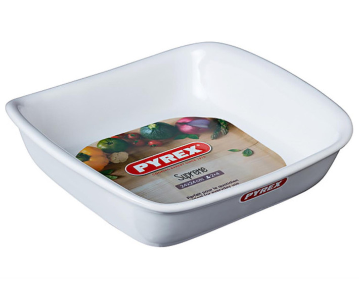 Форма керам квадрат PYREX Supreme white 24х24см