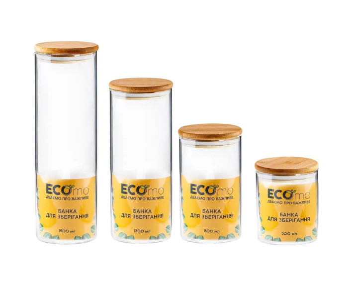 Банка ECOMO C-LINE /кришка бамбук/ 1200 мл