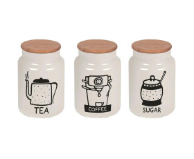 Банка HEREVIN White-Black Tea-Coffee-Sugar MIX з бамбук. кришкою 0.890 л