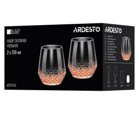 Набір склянок низьких Ardesto Black Mars Favola 370мл, 2шт, скло, прозоро-золотистий
