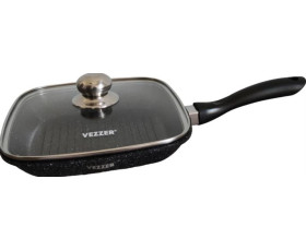 Пательня-гриль VEZZER 28*4,5см з мармуровим покриттям з кришкою VZ8053
