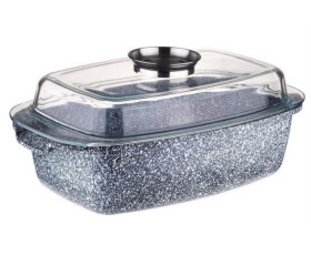 Гусятниця VEZZER 32*22*10,6cм з мармуровим покриттям з кришкою VZ8084