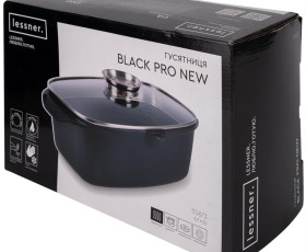 Гусятниця "Lessner" Black Pro New з алюмінію з антипригарним покриттям з арома кришкою 5,6л 55873