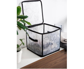 Корзина IDEA HOME DB-22 квад. з/кр з/блиск Anthracite Flowers 30x30x30 см
