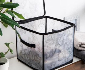 Корзина IDEA HOME DB-22 квад. з/кр з/блиск Anthracite Flowers 30x30x30 см