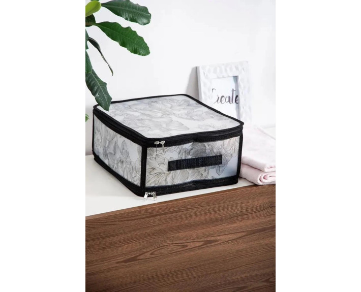 Корзина IDEA HOME DB-24 прям. з/кр з/блиск Anthracite Flowers 30x28x15 см