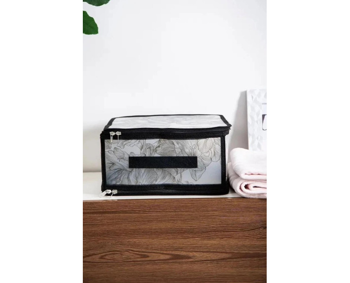 Корзина IDEA HOME DB-24 прям. з/кр з/блиск Anthracite Flowers 30x28x15 см