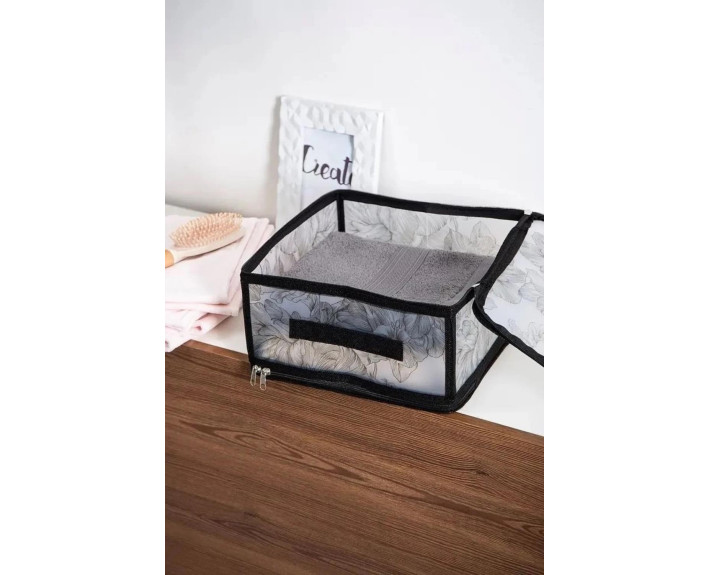 Корзина IDEA HOME DB-24 прям. з/кр з/блиск Anthracite Flowers 30x28x15 см