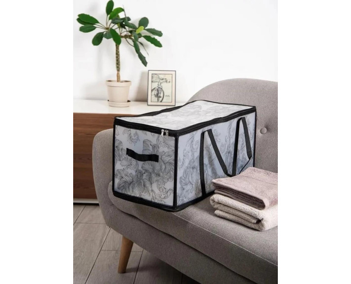 Корзина IDEA HOME DB-28 прям. з/кр з/блиск Anthracite Flowers 60x30x30 см