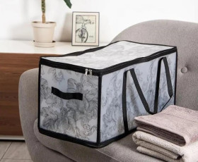 Корзина IDEA HOME DB-28 прям. з/кр з/блиск Anthracite Flowers 60x30x30 см